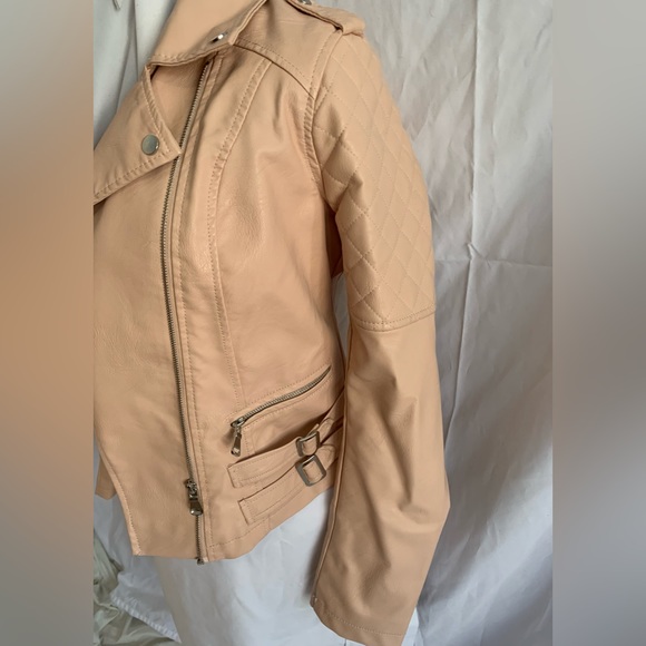 Faux Leather pink biker style jacket - Picture 2 of 6